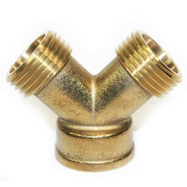 Interstate Pneumatics 3/4 Inch GHT (1F) x 3/4 Inch GHT (2M) Y-Connector - Filling Brass FGF01Y - main